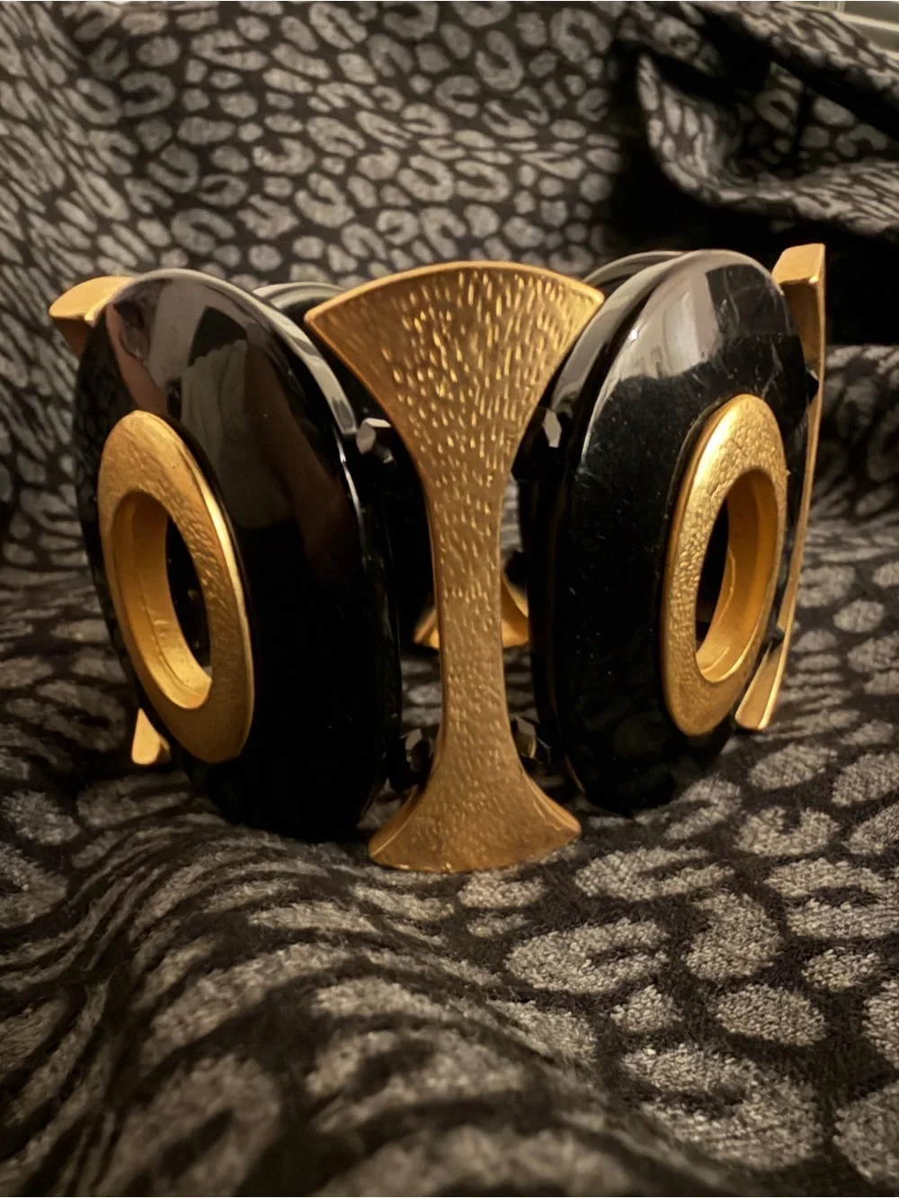 Chunky Black and Gold Bracelet - Picture 2 of 10